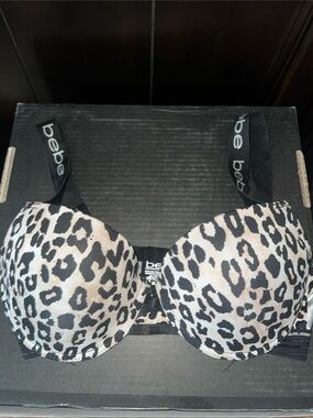 bebe Leopard-Print Push-Up Bra in Beige and Black